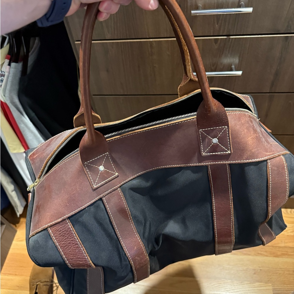Blue Claw Classic Brown and Black Men's Leather Weekender Bag MADE IN USA